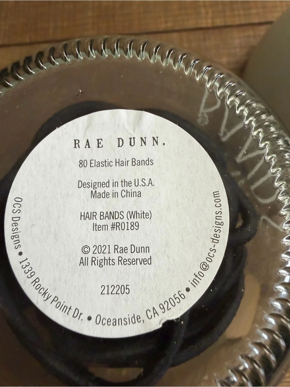Rae Dunn Black Glass Hair Bands Jar with Black Lid